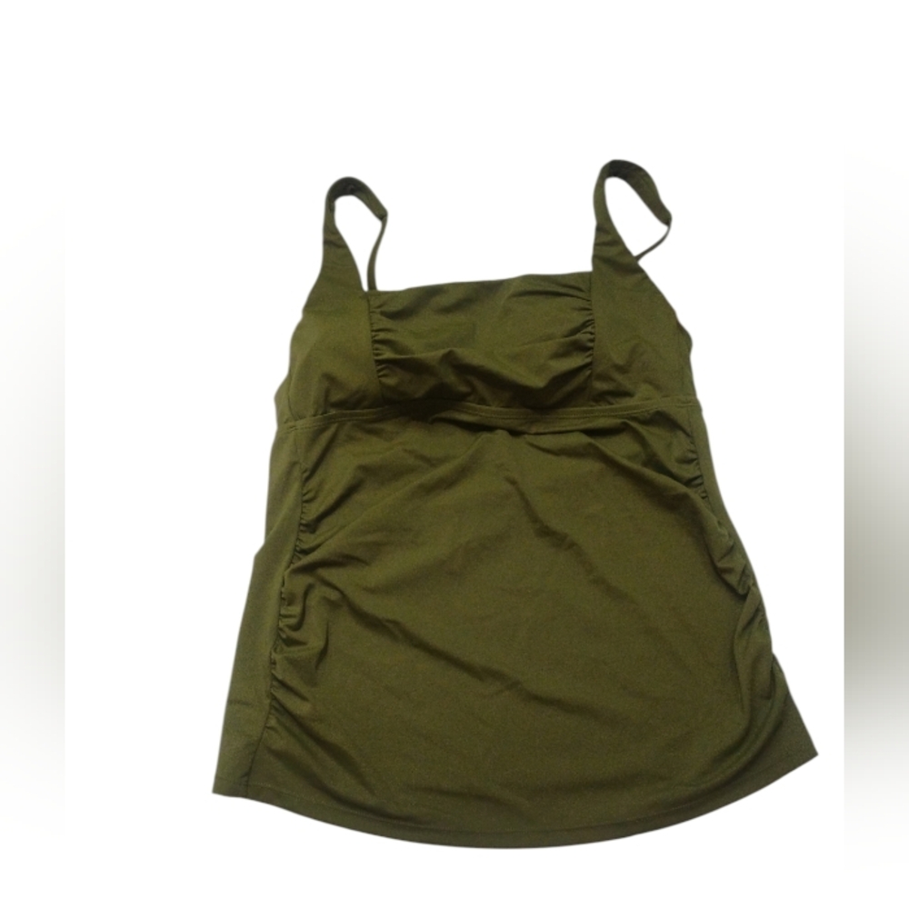 Shade & Shore Olive Green Women's Tankini Lined Top SZ L NWT